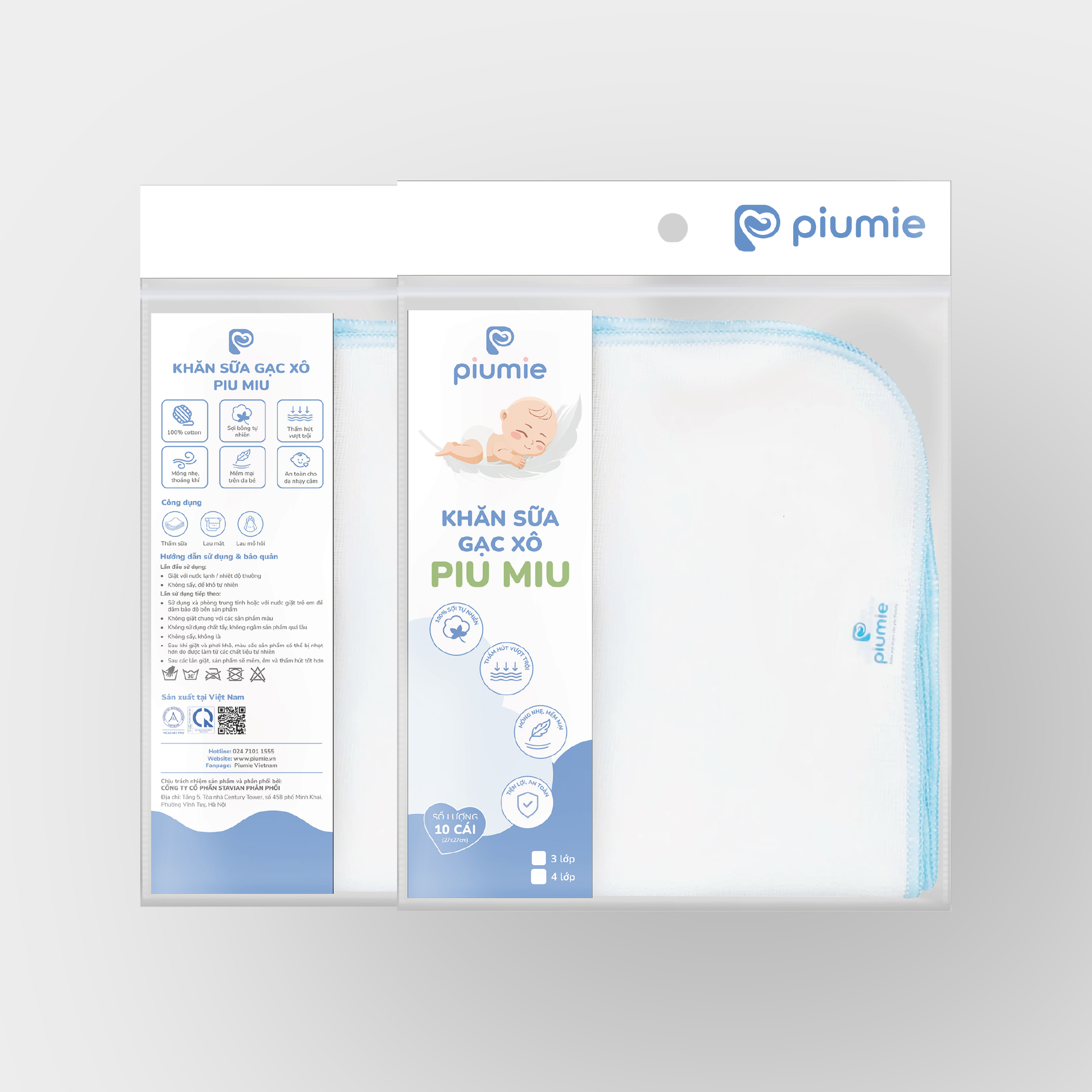 Khăn sữa gạc xô Piu Miu